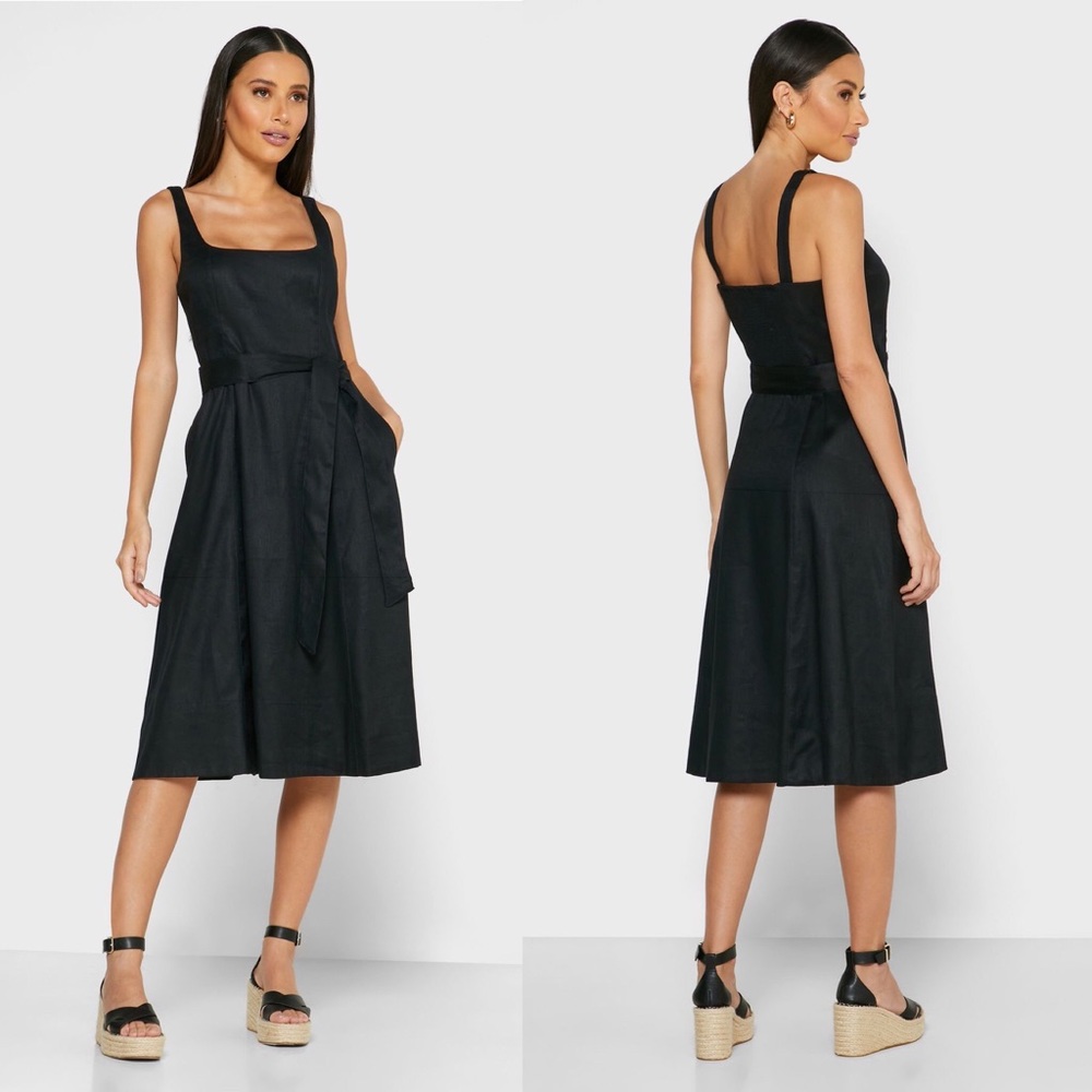 Banana Republic NWT Square Neck Linen Cotton Tie Waist Midi Sundress 4
